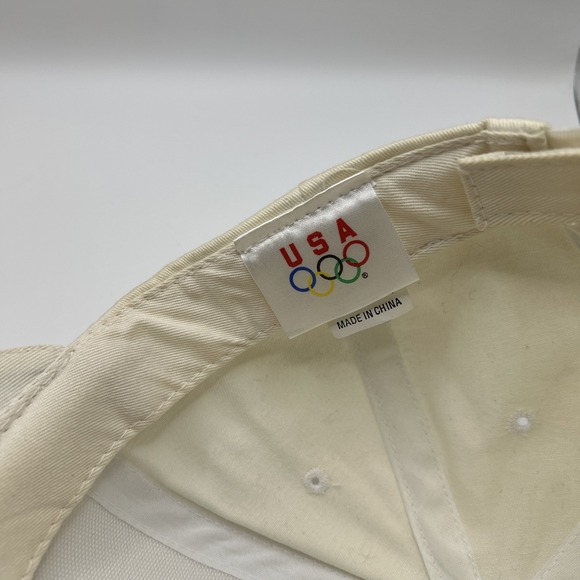 USA Olympics White Adjustable Dad Hat Baseball Cap Embroidered Rings Logo - Picture 6 of 7